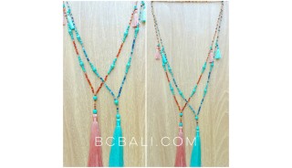 mixed beads necklace colorful tassels fashion design bulk free shipping